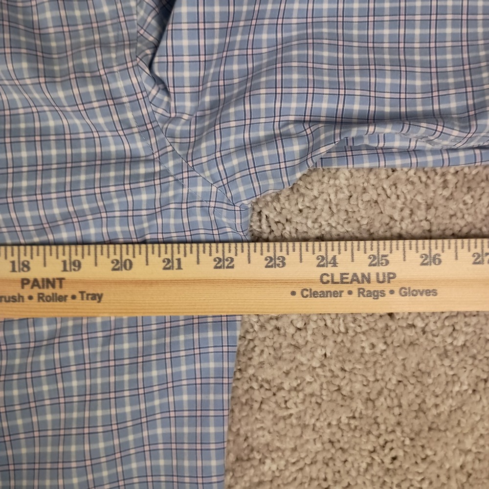 Jos. A. Bank Button Down Shirt Mens L Blue Plaid Excellent Traveler Slim Fit - Picture 9 of 11